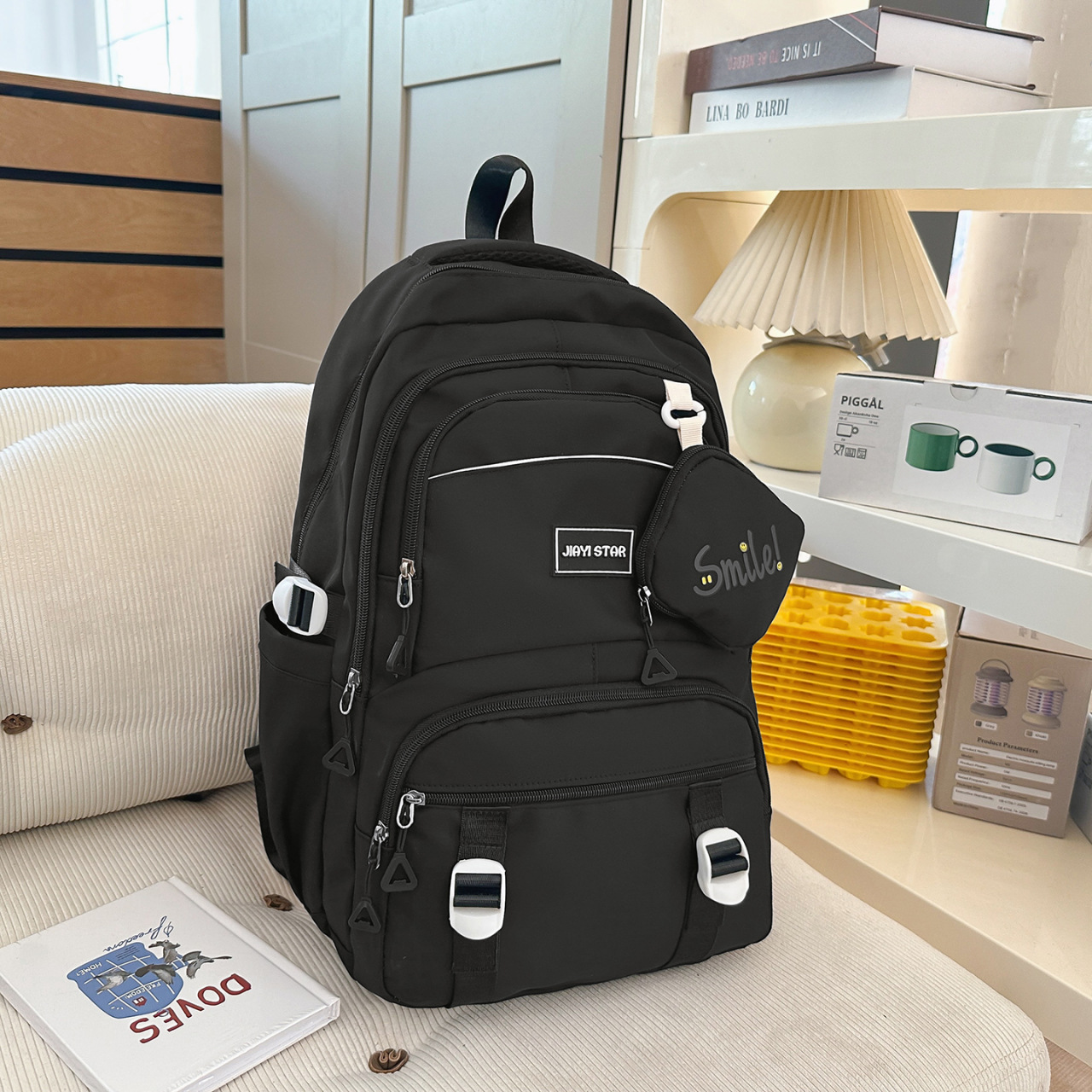 Mochila transfronteriza de alto valor de cara multicapa para reducir la carga, mochila de estudiantes de secundaria, mochila de dos piezas de computadora