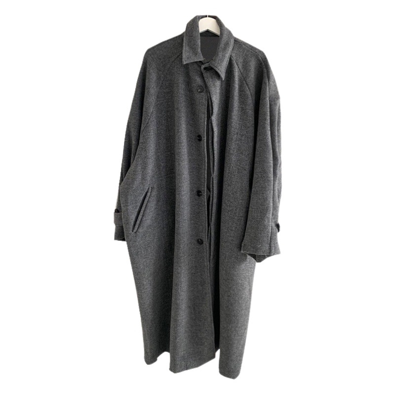 ASCLO estilo Coreano de moda de los hombres flojos abrigo perezoso estilo de solapa versátil ins largo abrigo de lana de los hombres