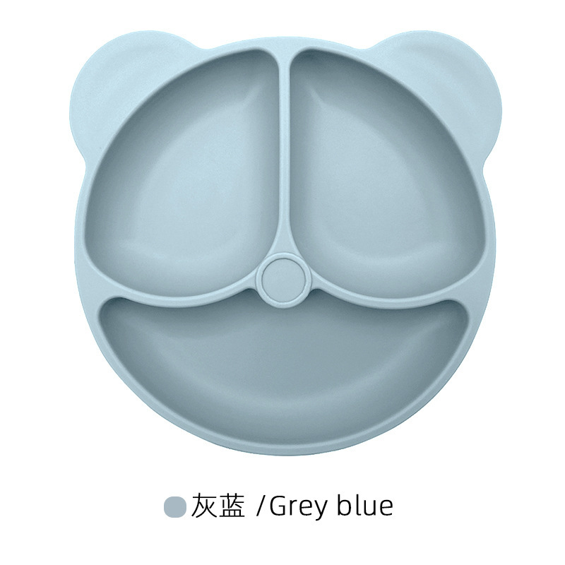 Silicona bebé cena placa redonda cara sonriente vajilla de silicona de los niños plato de cena de silicona suplemento de alimentos para bebés plato de cena del compartimiento