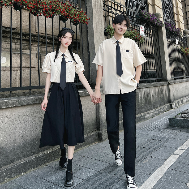 Class uniform academic style junior Senior high school student graduation photo English style shirt JK uniform grade five or six stage costume