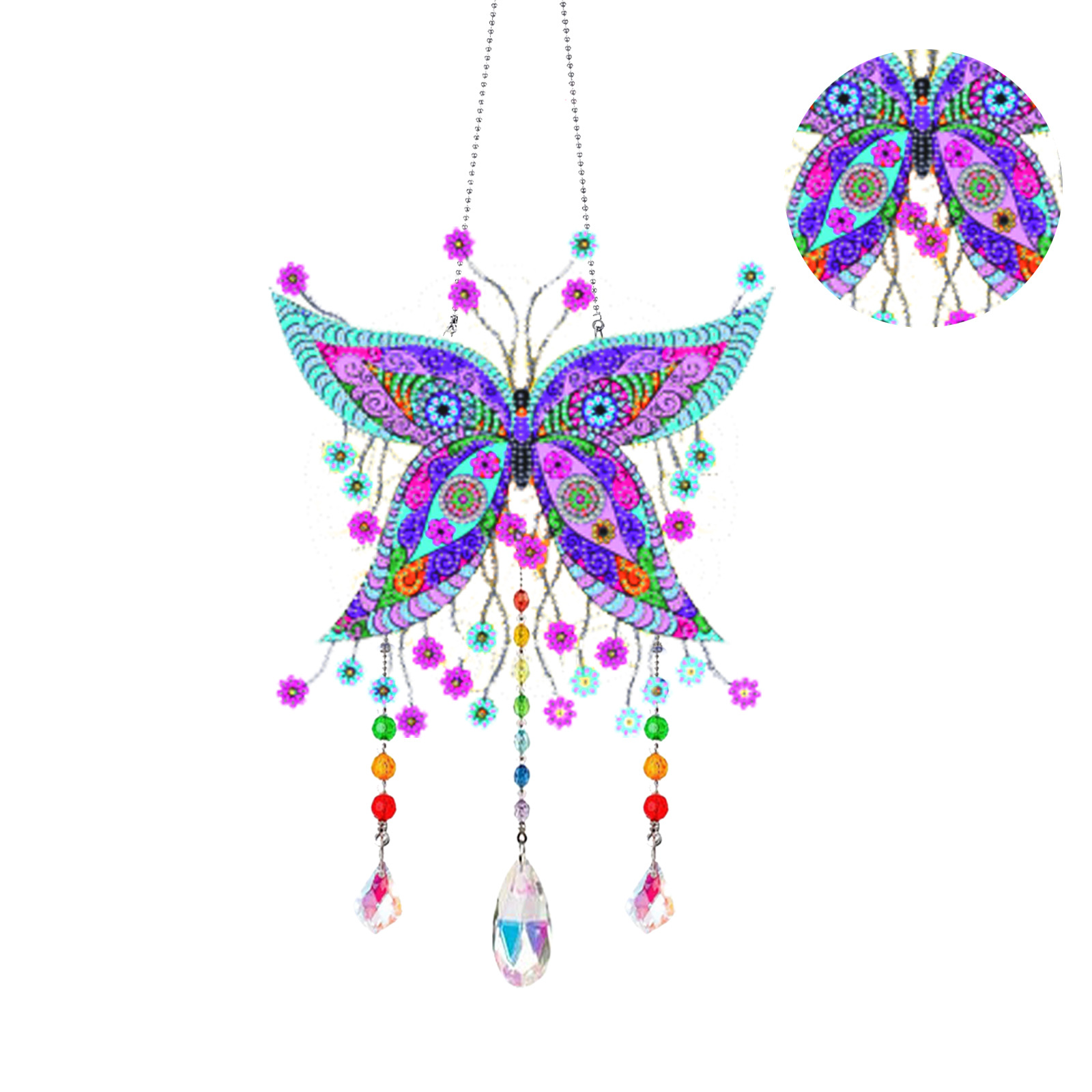Diamante pintura Amazon transfronteriza DIY adornos de Navidad marca llena de diamantes 5d cristal mariposa diamante pintura viento carillones Decoración