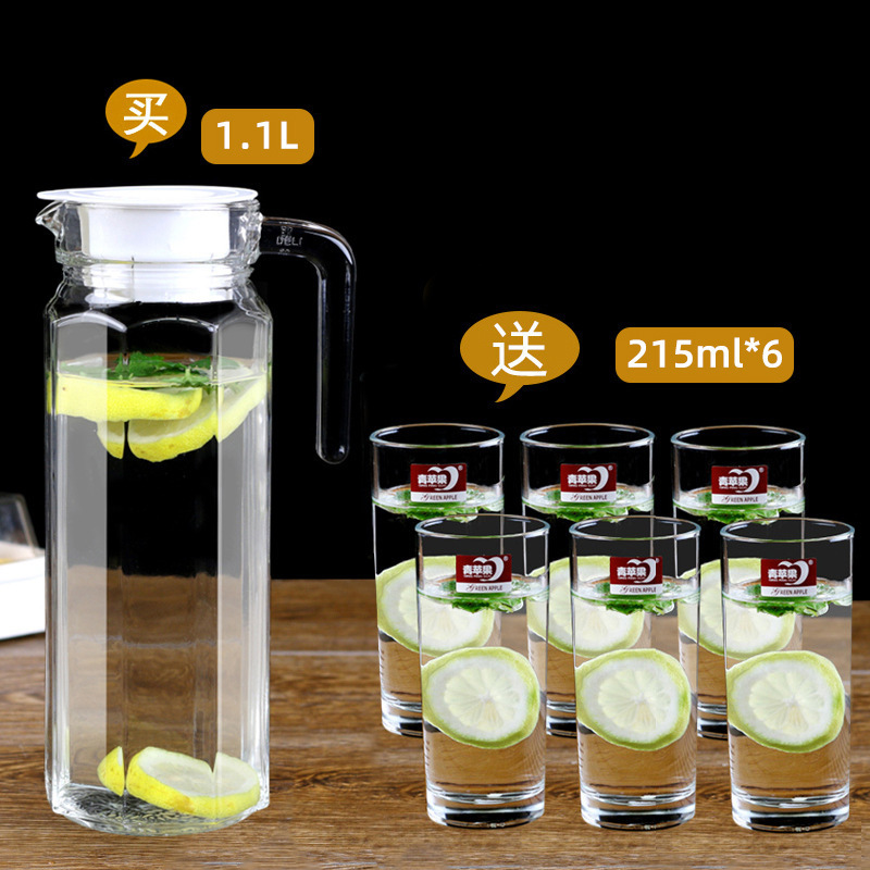 Taza de agua fría de vidrio resistente al calor, tetera de té de gran capacidad, taza de agua fría blanca resistente a altas temperaturas, botella de frutas al por mayor