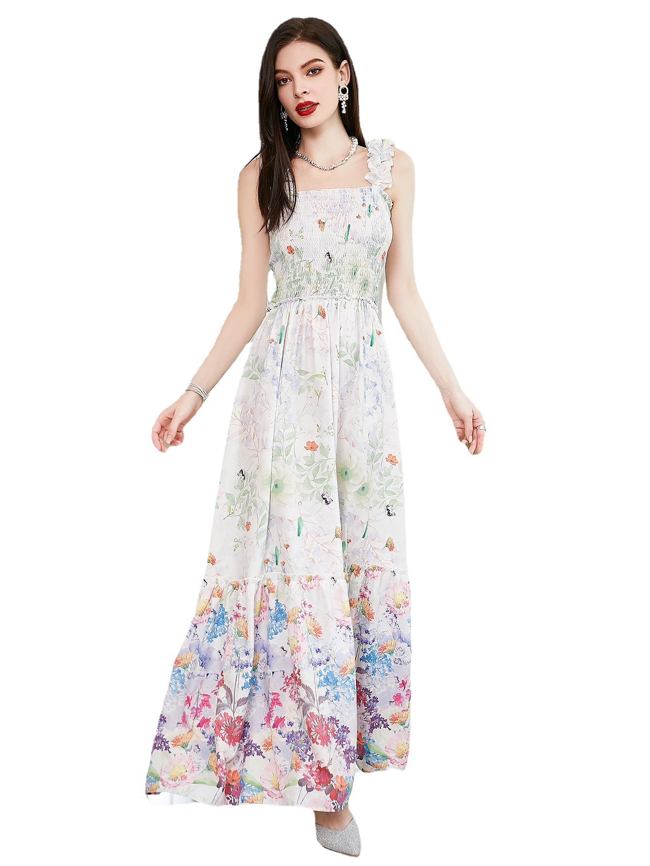 Europa y América primavera y verano transfronterizo Comercio exterior nueva ropa de mujer deseo Amazon Correa impresa vestido floral vestido image 6