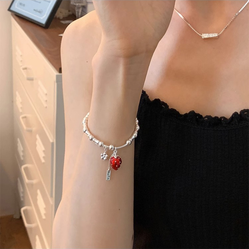 Niche design jewelry s925 Sterling Silver Berry worried strawberry bracelet female light luxury niche sweet high sense bracelet Niche design jewelry s925 Sterling Silver Berry worried strawberry bracelet female light luxury niche sweet high sense bracelet