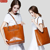 Import capacious fashionable leather one-shoulder bag, genuine leather, suitable for import, wholesale
