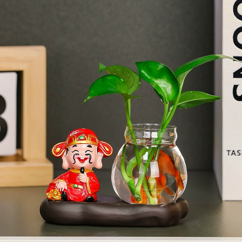 Китайская маленькая бога богатства водная гидропонная ваза зеленая ваза из стекла цветочной посуды офисная столешница украшение гостиной