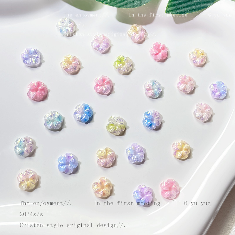 Beaded Small Flower Nail Art Jewelry Stereo Five-Petal Peach Blossom Resin Nail Diamond Hair Accessories Ancient Style Hairpin Accessories Beaded Small Flower Nail Art Jewelry Stereo Five-Petal Peach Blossom Resin Nail Diamond Hair Accessories Ancient Style Hairpin Accessories