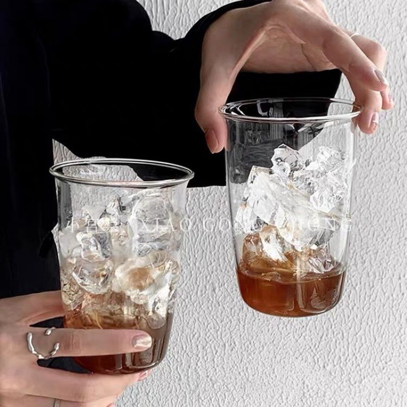 冰美式拿铁咖啡杯ins风玻璃杯耐高温简约水杯牛奶杯饮料杯果汁杯