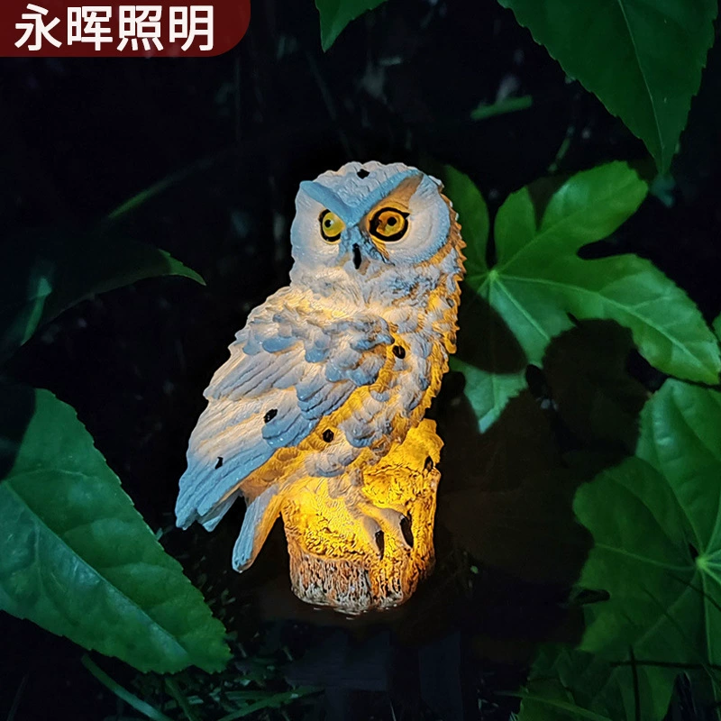 Трансграничная солнечная лампа из смолы, светодиодная лампа в виде совы, уличная искусственная лампа для газона с животными, декоративная ландшафтная лампа