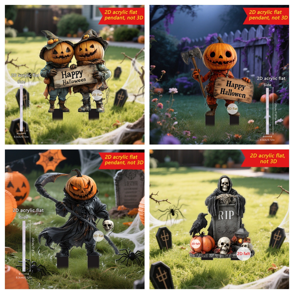 跨境万圣节骷髅人偶系列2D亚克力户外花园派对节日氛围装饰品