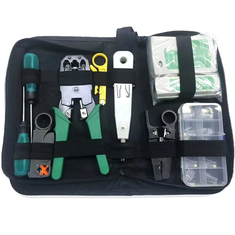 Network Tool Kit Hole Punch Crimp Cable Tester Wire Stripper Cutting Tool Set Crimp Wiring Terminal