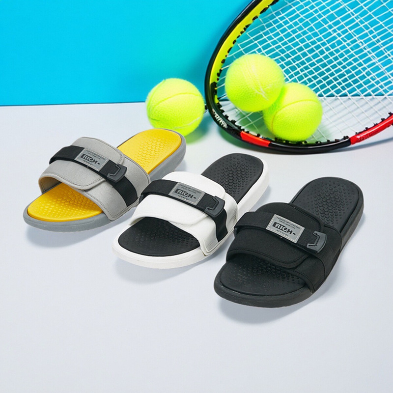 Velcro Men's Basketball Slippers Men's Summer Outer Wear Stamping Death Sense One-Word Shopper Household Non-Slip Home Wholesale