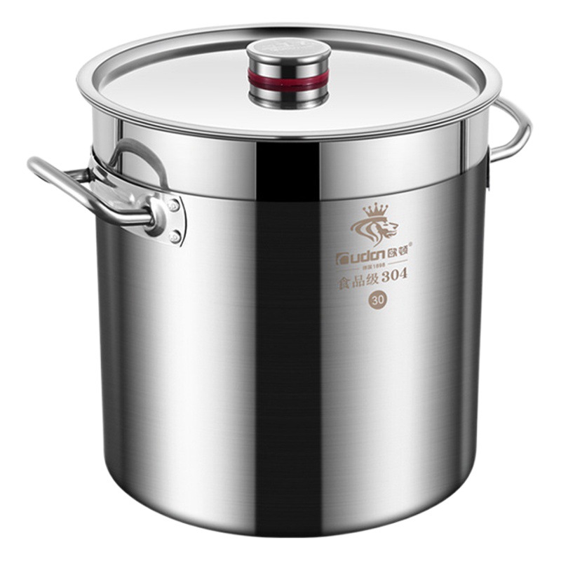 Cubo de acero inoxidable 304 barril redondo Cubo de sopa comercial con tapa Cubo de gran capacidad Cubo de cocina doméstica Cubo de carne estofado olla de sopa grande