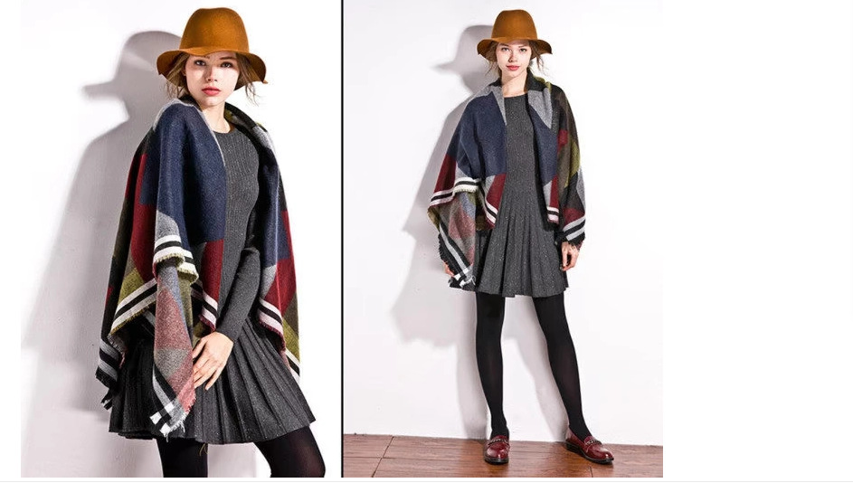 Unisex Jacquard geometric square shawl Square shawl Coloured geometric square soft shawl scarf_voghion.com