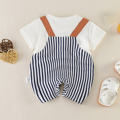 Popular baby clothes summer thin 0-12 months boys and girls babies onesie short-sleeved cute super cute summer crawling suit 