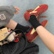 Square Head Lace-up Angora Red Sneakers Color-contrast Casual Square Head German Training Shoes Women's Autumn and Winter New Color-matching Forrest Gump Shoes