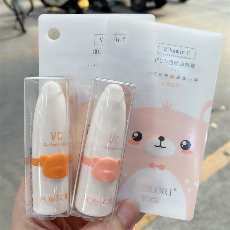 Bálsamo labial incoloro Lei Qi, hidratante, diseño de dibujos animados