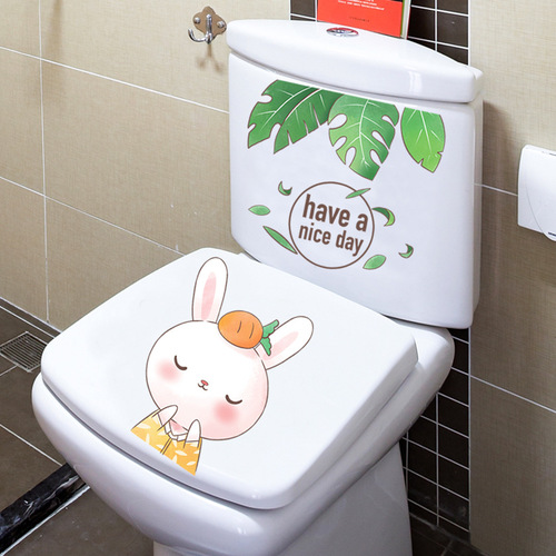 马桶贴画北欧兔子卡通搞笑创意卫生间贴纸厕所坐便盖防水可爱墙贴