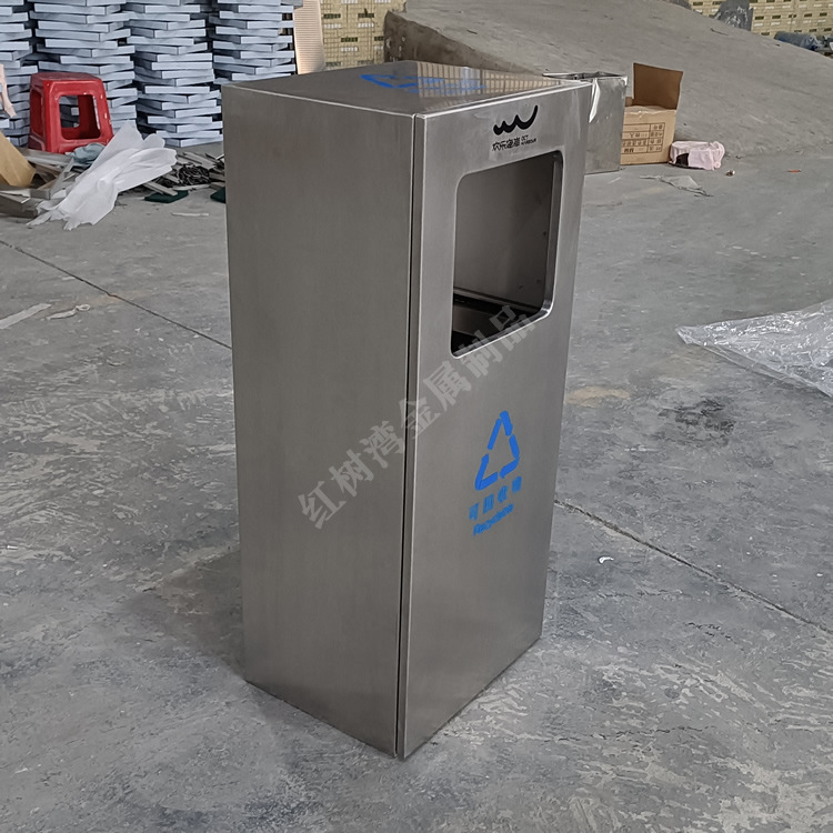 户外景区公园抽拉式滑轨方形不锈钢垃圾桶果皮箱单筒小区回收箱