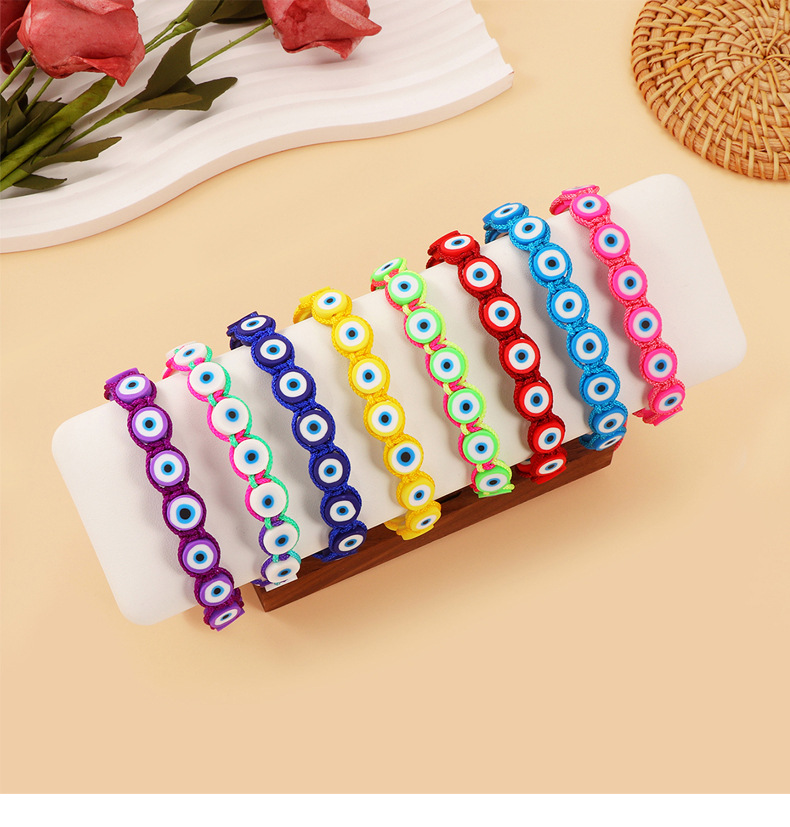 14g Weight Wholesale Jewelry Casual Devil's Eye Soft Clay Knitting Bracelets