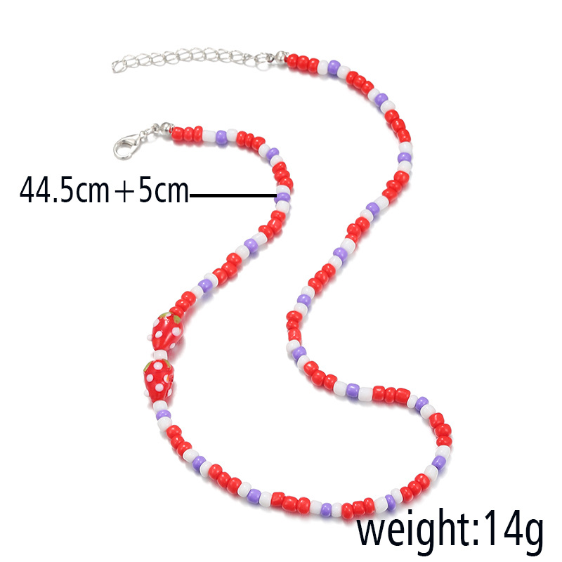 Sweet Strawberry Pearl Plating Necklace 1 Piece