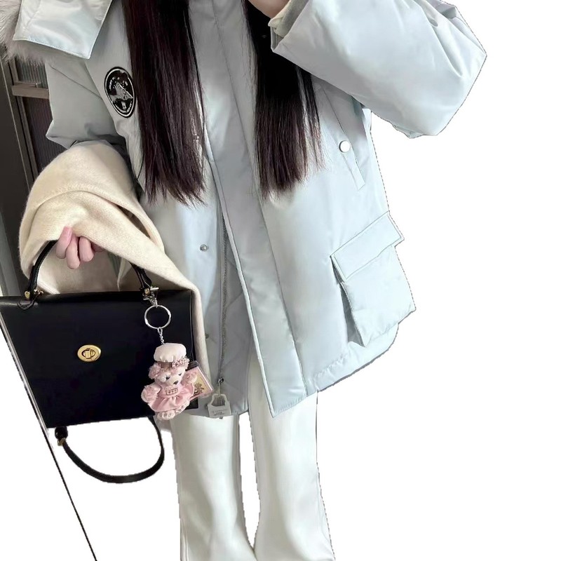 毛领派克棉服女款冬季高级感徽章工装棉衣立领连帽美式棒球服外套|undefined