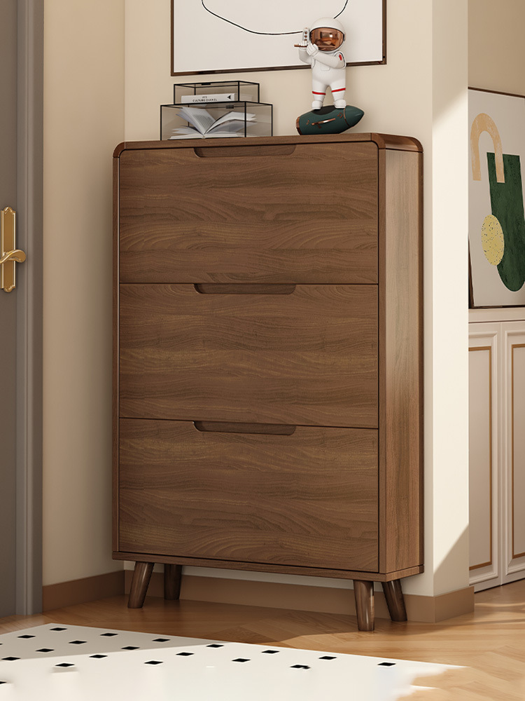 Solid Wood Shoe Cabinet for Home Entrance, Entryway Flip Shoe Rack, 2025 New Model Integrated Wall Storage Cabinet