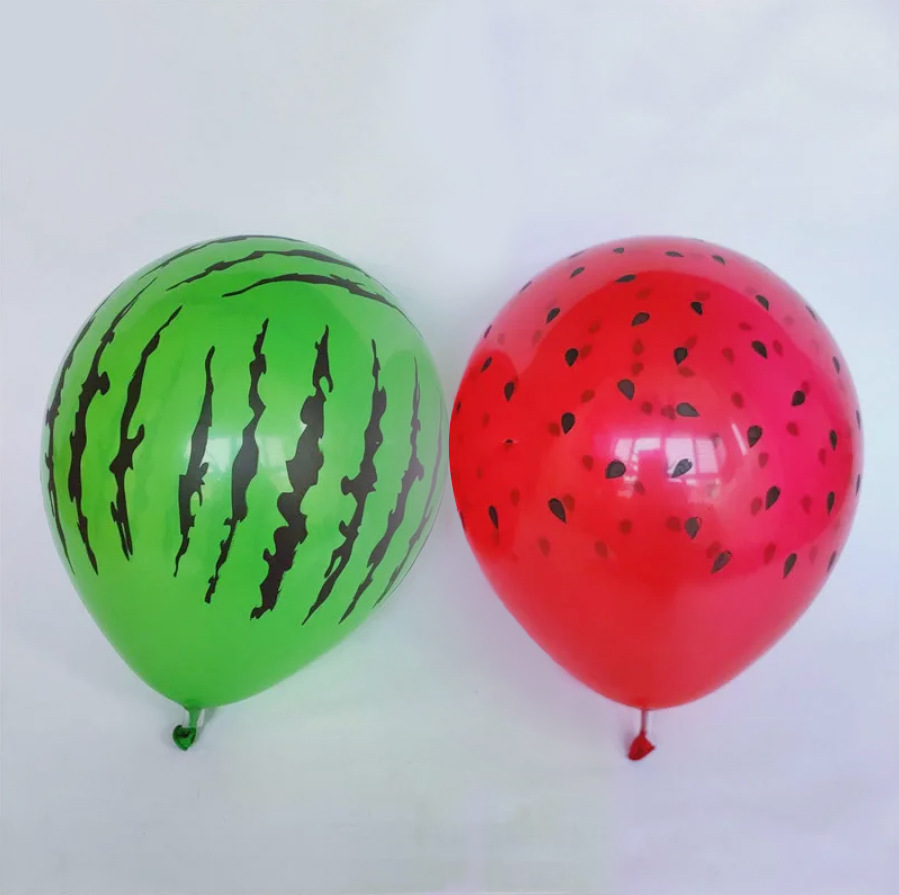 Verano nuevo 12 pulgadas flor de sandía globos de fresa globo de látex fruta modelado de impresión de cinco lados decoración