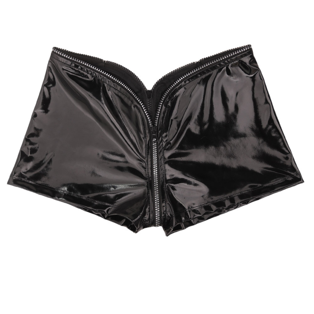 Pantalones cortos con cremallera apretados de goma sexy GK88 entrepierna alta cintura club nocturno espectáculo de fiesta de chicas calientes