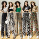 2025 Spring Summer Autumn New Chessboard Striped Plaid Wide Leg Pants Women's Ice Silk Loose Casual Pants All-match Printed Y