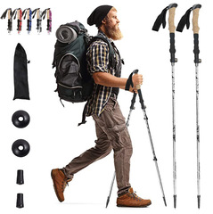 Amazon Five-Section Folding Trekking Poles with Ultra-Light 7075 Aluminum Lockout Outdoor Hiking Cross-Country Poles