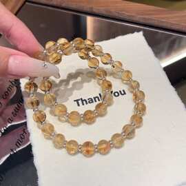 天然黄水晶手串送闺蜜送女友礼物 黄阿塞珠宝饰品 黄阿塞水晶手串