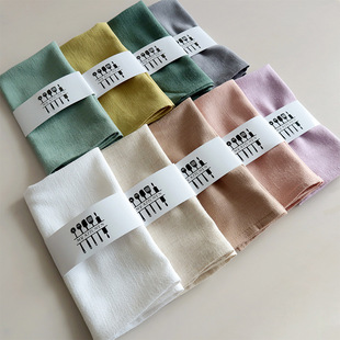 Cross-Border Wholesale Linen Cotton Napkin Cloth Plain Tea Towel Square Fabric Western Napkin Wedding Napkin