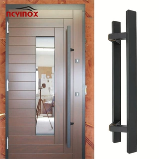Matt Black Brass Square Tubular Offset T Bar Door Pull Handl