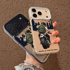 摩托背影适用苹果17pro手机壳iPhone16彩银1514镭射13promax12xsm