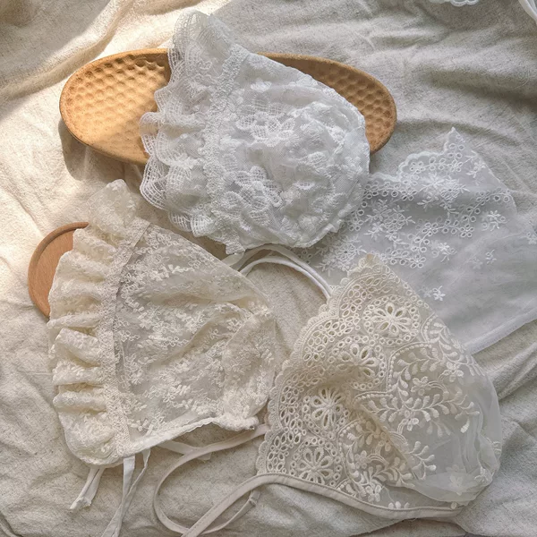Baby Sweet Lace Lace Court Hat Girls' Windproof Sunshade Fetal Hat Cute Princess Baby Mori Style Baotou Hat