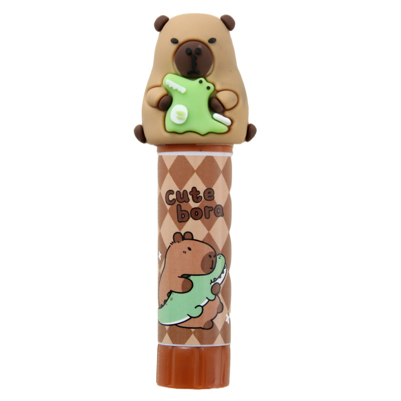 Adhesivo sólido de dibujos animados para niños Kapibala Kindergarten bricolaje hecho a mano palo de pegamento sólido blanco papelería para estudiantes de oficina