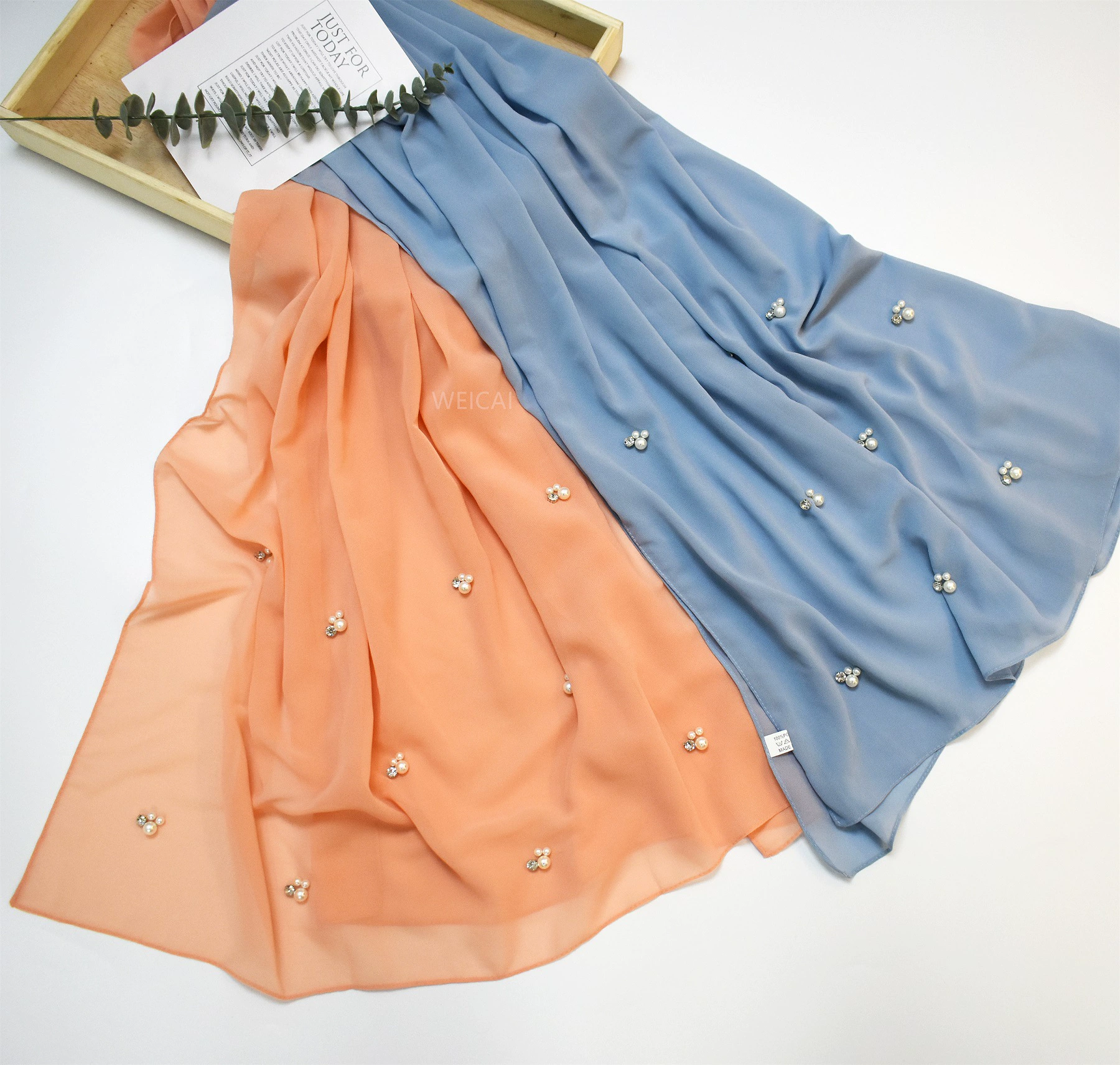 Новый вариант Cross-border Malaysian hijaine nail pearl rhinestone chip scarf Hui gum Middle East headscarf