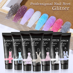 Cross-border nail gel with pearl sheen extender 15ml, soft tube UV gel for nails, crystal glitter UV extender nail polish