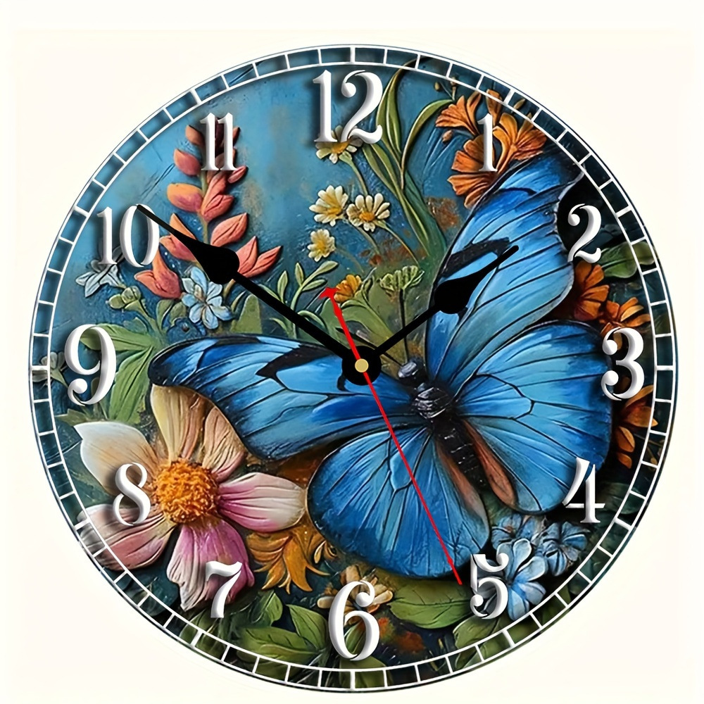 Reloj de pared sin marco con mariposa/animal, reloj simple de tablero de densidad, decoración para sala/comedor, venta directa de fábrica