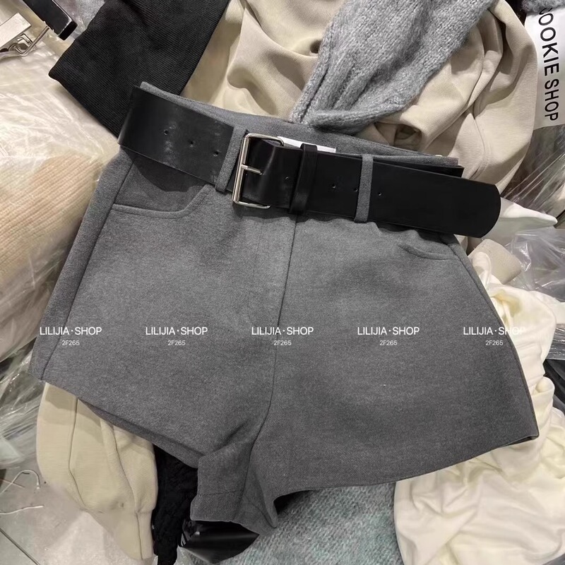 Plus Size High-End Woolen Casual Shorts for Women in Autumn and Winter New High-Waist Slimming Look Small A-Line Wide-Leg Hot Pants