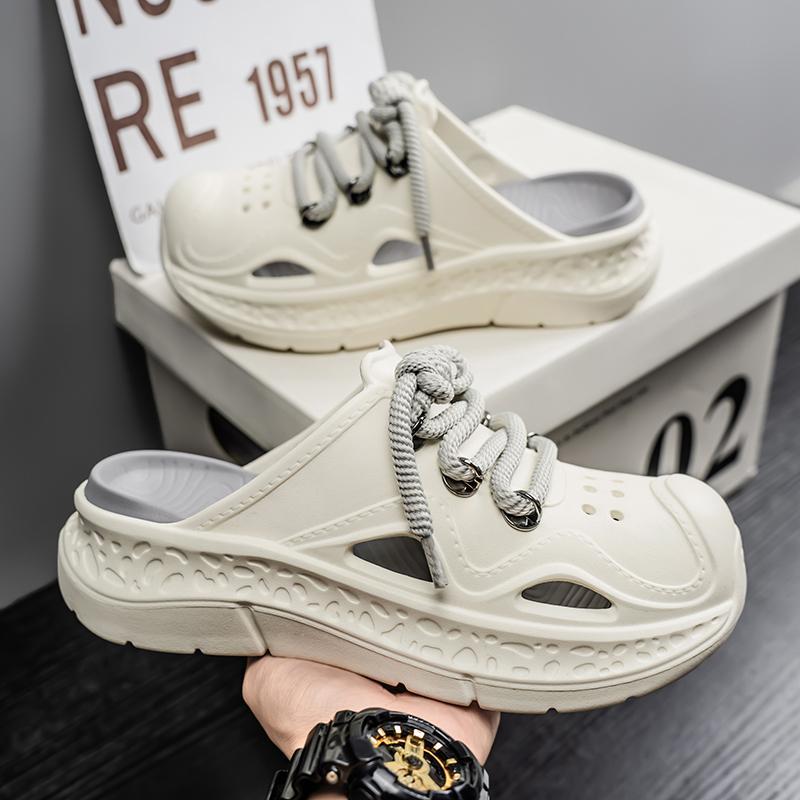 Comercio exterior transfronterizo 2025 nuevos zapatos con agujeros de playa, sandalias sin tacón para hombre, transpirable, antideslizante de verano al por mayor