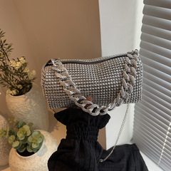 流行水鑽包包女2024新款夏季ins潮流百搭單肩包鏈條手提斜挎小包