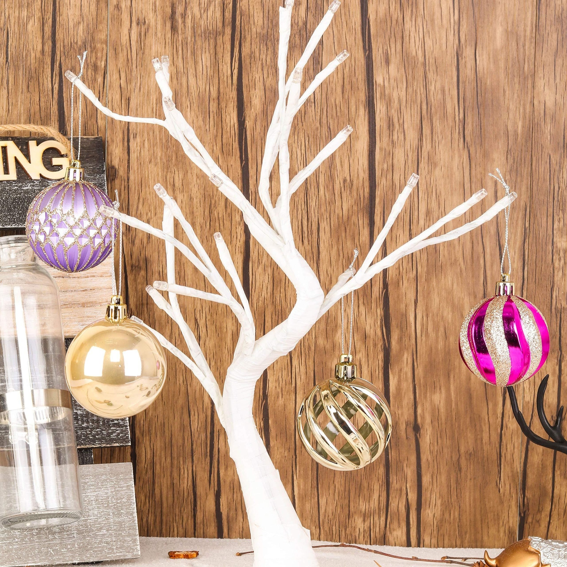 Nueva bola hueca 6cm24pcs púrpura alta lujo bola de Navidad árbol de Navidad colgante bola de decoración de Navidad