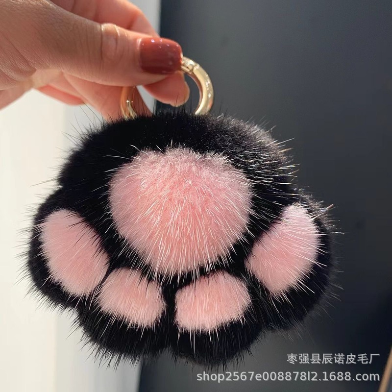 猫爪毛绒挂件仿真獭兔毛猫爪包挂件创意车钥匙扣情侣书包挂饰玩偶|undefined