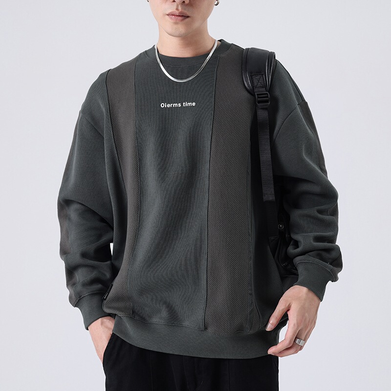 American-style heavy vintage sweatshirt for men, loose fit, large size, knitted patchwork, long-sleeved, pullover, round-neck, spring and autumn jacket American-style heavy vintage sweatshirt for men, loose fit, large size, knitted patchwork, long-sleeved, pullover, round-neck, spring and autumn jacket