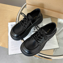 秋季新款乐福单鞋复古法式厚底英伦休闲时尚系带小皮鞋女一件代发