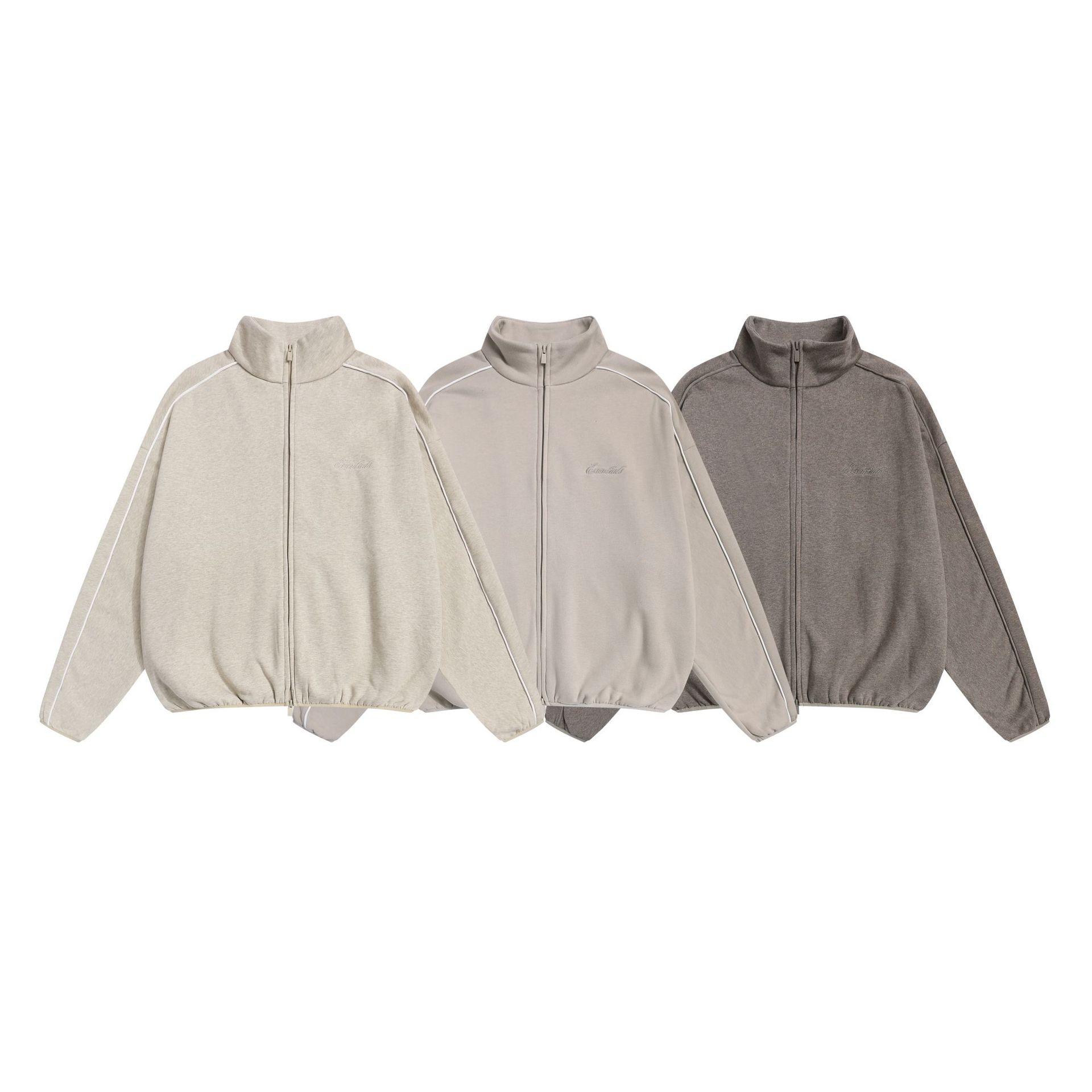 2025 Spring and Autumn New Fog Embroidered Small Letters Velvet Zipper Sweatshirt Jacket Men and Women Same Style One Piece Wholesale