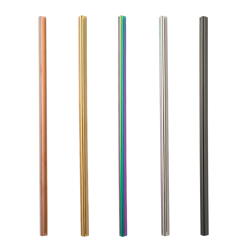 En forma de corazón de acero inoxidable 304 paja leche tienda de té paja bebida jugo paja vajilla paja metal titanio chapado al por mayor