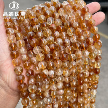 晶德珠宝 天然黄塔晶散珠diy饰品配件黄水晶大金霸手链串珠批发